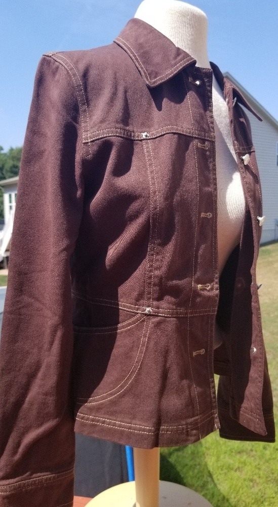 Tapered Chocolate Denim Jacket - Picture 3 of 4